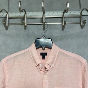 J Crew Shirt Men's MT Tall Peach Slim Baird McNutt Irish Linen Cotton Button Up